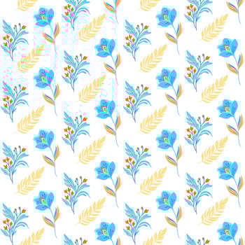 Floral seamless pattern with vector flowers and leaves. Pastel colors, vintage decoration. Ready for print on textile, wrapping paper or wallpaper