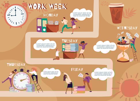 Work Week Flat Infographic vector