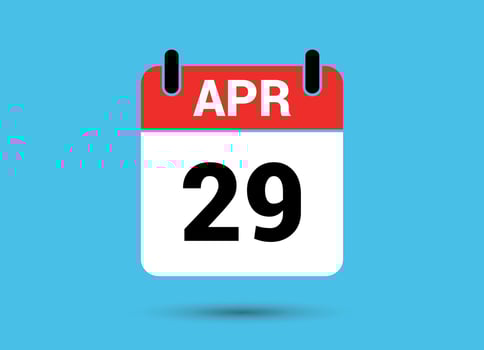 29 April Calendar Date Flat Icon Day 29 Vector Illustration