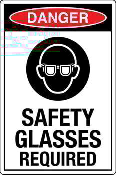 OSHA safety signs marking label standards danger warning caution notice Safety Glasses Required vector