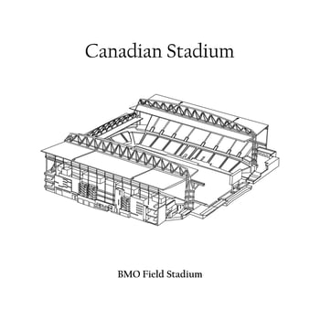 Graphic Design of the BMO Field Stadium Toronto City. FIFA World Cup 2026 in United States, Mexico, and Canada. Canadian International Football Stadium. vector