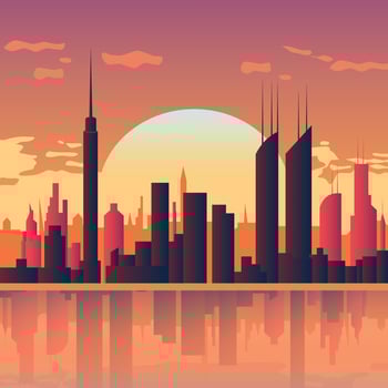 City Skyline at Sunset vector