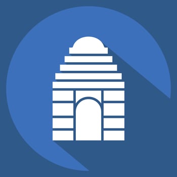 Icon Gate of India. related to India symbol. long shadow style. simple design editable. simple illustration vector