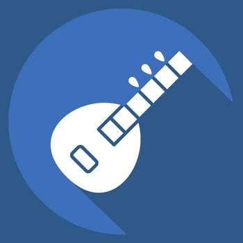 Icon Sitar. related to India symbol. long shadow style. simple design editable. simple illustration vector