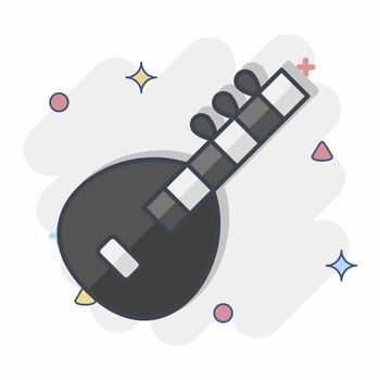 Icon Sitar. related to India symbol. comic style. simple design editable. simple illustration vector