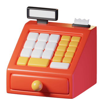 Cash register. Isolated on transparant background. 3D illustration. High resolution png
