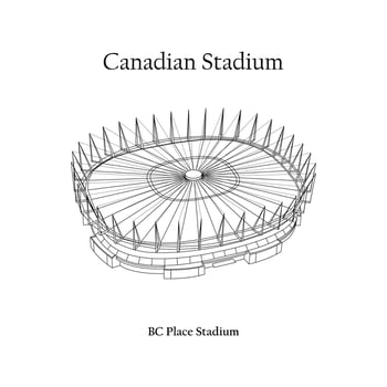 Graphic Design of the BC Place Stadium Vancouver City. FIFA World Cup 2026 in United States, Mexico, and Canada. Canadian International Football Stadium. vector