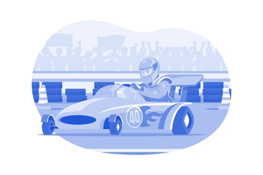 Riding A Karting Illustration concept. A flat illustration isolated on white background vector