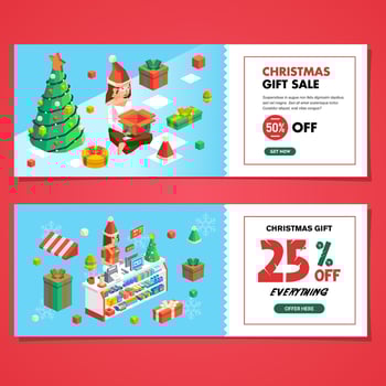 set of christmas coupon sale for customer of shopping mall or store vector