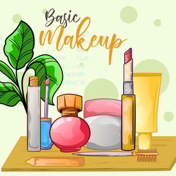 Set of compositions with natural organic cosmetic products in bottles, jars, tubes for skincare. Flat lay photography of skincare products vector