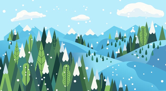 forest landscape illustration in winter time, holiday winter flat image vector illustration