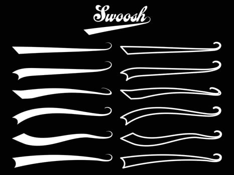 Typographic swash and swooshes tails. Retro swishes and swashes for athletic typography, logos, baseball font vector