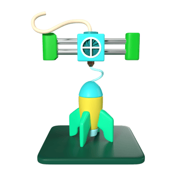 Printing Rocket 3D Illustration Icon png