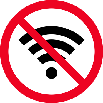 No wireless wifi or sign for remote internet access icon Red prohibition sign. Flat style for graphic and web design png