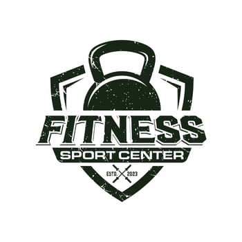 Vintage Kettlebell Gym Fitness Logo Vector Template