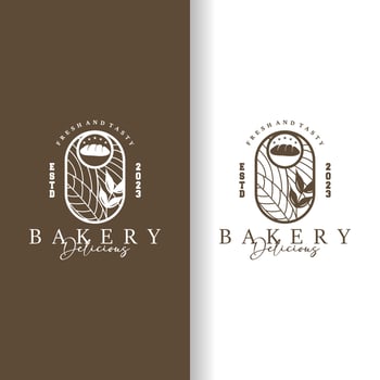 Bread Logo, Old Retro Vintage Style Bakery Shop Design, Vector Wheat Bread Simple Tremplet Illustration