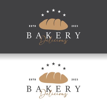 Bread Logo, Old Retro Vintage Style Bakery Shop Design, Vector Wheat Bread Simple Tremplet Illustration