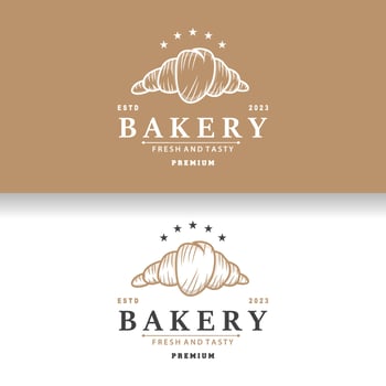 Bread Logo, Old Retro Vintage Style Bakery Shop Design, Vector Wheat Bread Simple Tremplet Illustration