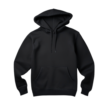 Black hoodie front side mockup Template isolated on transparent background. PNG file, cut out. AI Generated