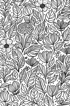 Monochromatic Botanical Abstraction Hand Drawn Abstract Floral Texture vector