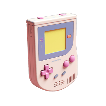 Gameboy isolated on transparent background. Gaming and streaming icon set. Cute minimal style. 3d render illustration, AI Generated png