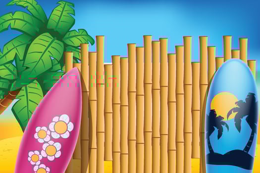surfboards at wall vector