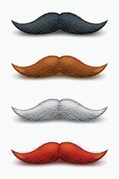 mustache set colored vector