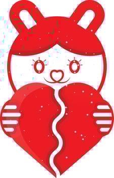 Cute Cat with Broken Hear vector