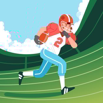American football player running across the field with the ball vector