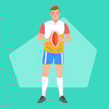 Rugby player standing in the middle with the ball vector
