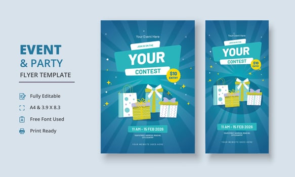 Contest Flyer, Competition Flyer, Contest Event Flyer, Contest DL Flyer, Roll Up Banner, Tournament Poster vector