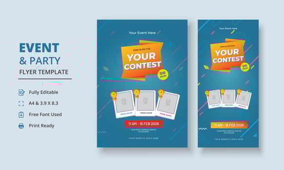 Contest Flyer, Competition Flyer, Contest Event Flyer, Contest DL Flyer, Roll Up Banner, Tournament Poster vector