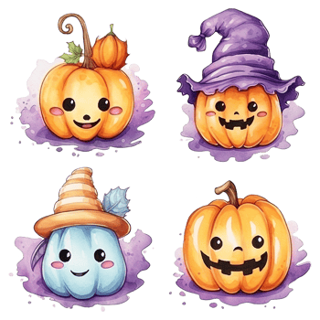 Set of pumpkin halloween cartoon. Generated AI png