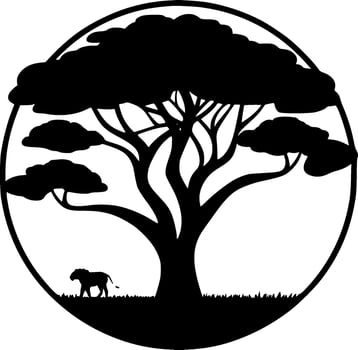 Africa, Black and White Vector illustration