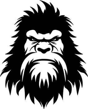Bigfoot, Black and White Vector illustration