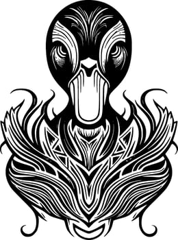 Duck, Black and White Vector illustration