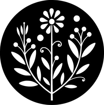 Floral, Black and White Vector illustration
