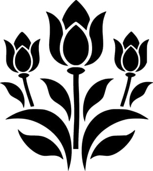 Flowers - Black and White Isolated Icon - Vector illustration