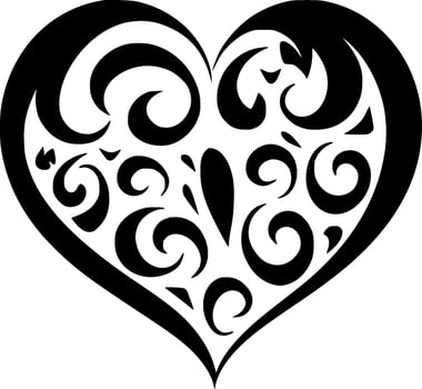 Heart, Black and White Vector illustration