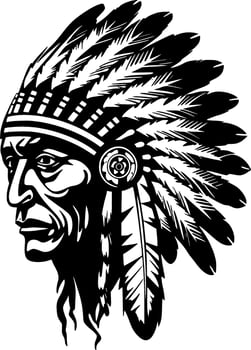 Indian Chief - Minimalist and Flat Logo - Vector illustration