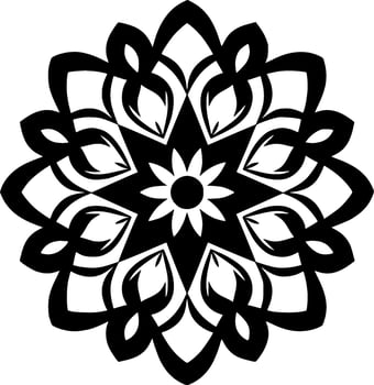 Mandala - Black and White Isolated Icon - Vector illustration