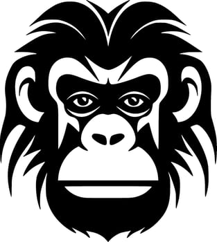 Monkey, Black and White Vector illustration