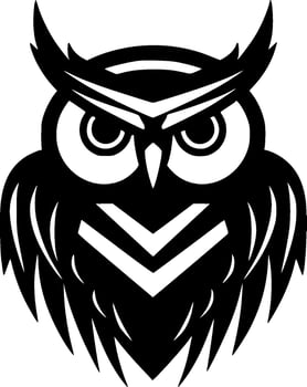 Owl, Black and White Vector illustration