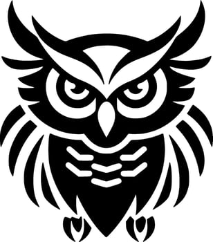 Owl, Black and White Vector illustration