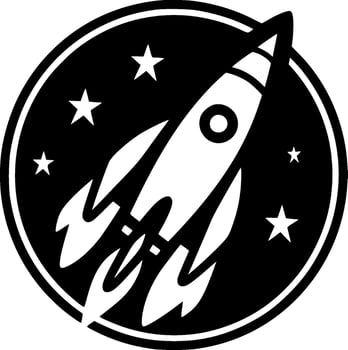 Rocket, Black and White Vector illustration