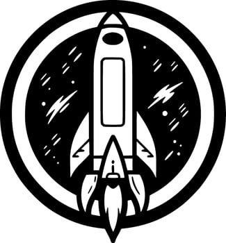 Rocket, Black and White Vector illustration