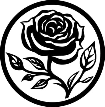 Rose - Black and White Isolated Icon - Vector illustration
