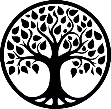 Tree - Black and White Isolated Icon - Vector illustration