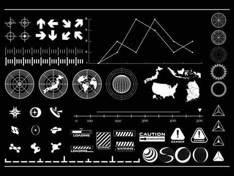 Set of vector graphic asset for streetwear design. Retro futuristic element in Y2K for apparel, clothing and poster design.