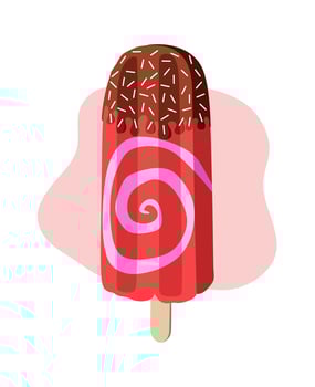 Vector Ice Cream stick. Pink colors. Chocolate.